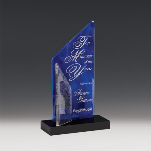 Awards and Trophies - Crystal Awards - Glass Awards - Art Glass Awards - Sail Peaks Glass Award