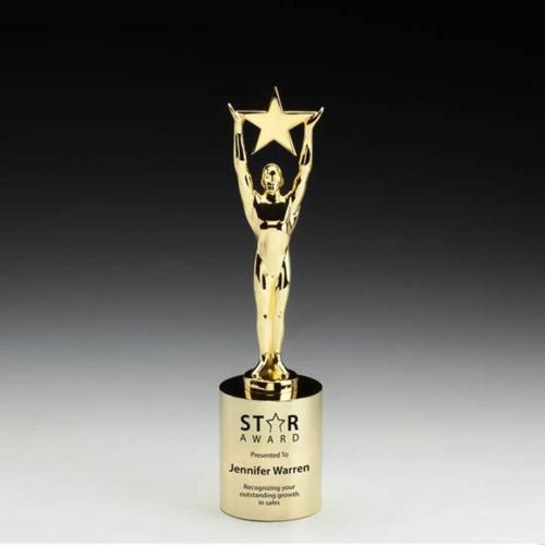 Awards and Trophies - Unique Awards - Star Achievement Star on Cylinder Metal Award