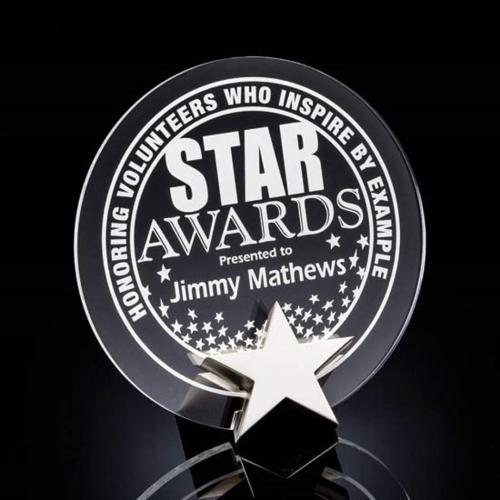 Awards and Trophies - Acrylic Awards - Radiance Round Star Acrylic Award