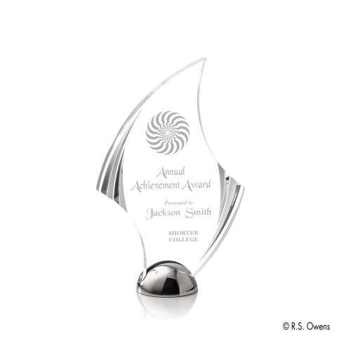 Awards and Trophies - Acrylic Awards - Flourish Hemisphere Laser Engraved Flame Acrylic Award