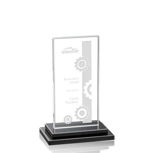 Awards and Trophies - Crystal Awards - Santorini Black Rectangle Crystal Award