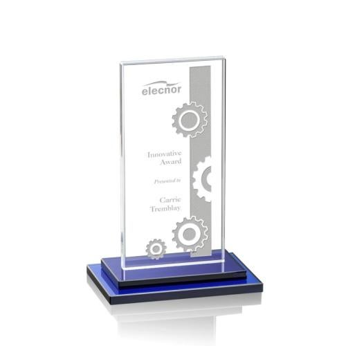Awards and Trophies - Crystal Awards - Santorini Blue Rectangle Crystal Award
