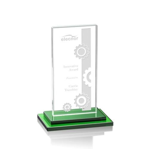 Awards and Trophies - Crystal Awards - Santorini Green Rectangle Crystal Award