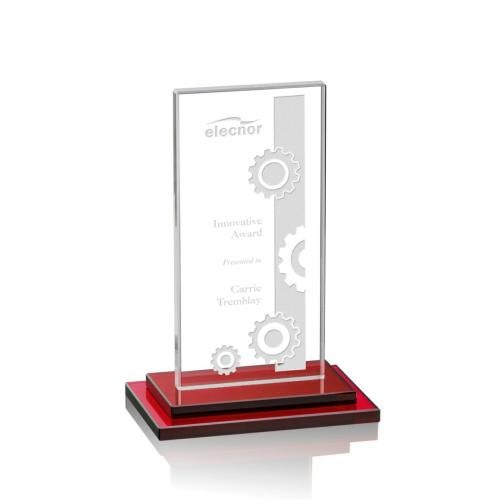 Awards and Trophies - Crystal Awards - Santorini Red Rectangle Crystal Award