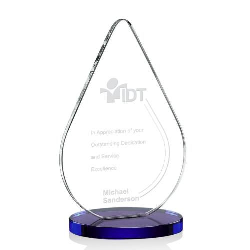 Awards and Trophies - Crystal Awards - Glenhazel Blue Tear Drop Crystal Award