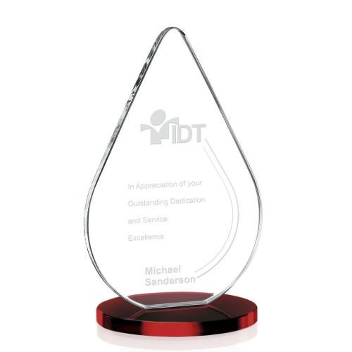 Awards and Trophies - Crystal Awards - Glenhazel Red Tear Drop Crystal Award