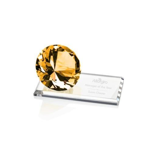 Awards and Trophies - Crystal Awards - Gemstone Amber on Starfire Crystal Award