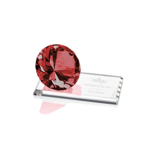Awards and Trophies - Crystal Awards - Gemstone Ruby on Starfire Crystal Award