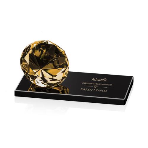 Awards and Trophies - Crystal Awards - Gemstone Amber on Black Crystal Award