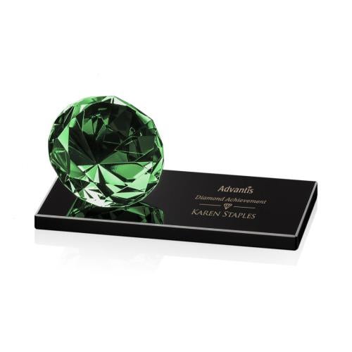 Awards and Trophies - Crystal Awards - Gemstone Emerald on Black Crystal Award
