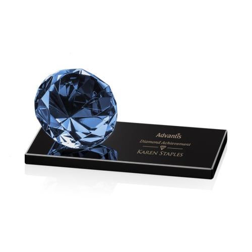 Awards and Trophies - Crystal Awards - Gemstone Sapphire on Black Crystal Award