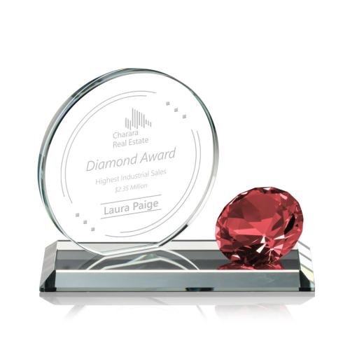 Awards and Trophies - Crystal Awards - Encarna Gemstone Ruby Circle Crystal Award