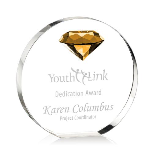 Awards and Trophies - Crystal Awards - Anastasia Gemstone Amber Circle Crystal Award