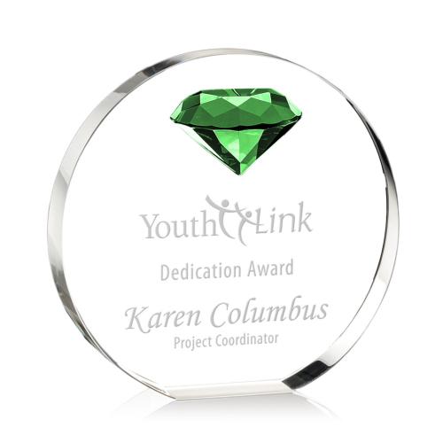 Awards and Trophies - Crystal Awards - Anastasia Gemstone Emerald Circle Crystal Award