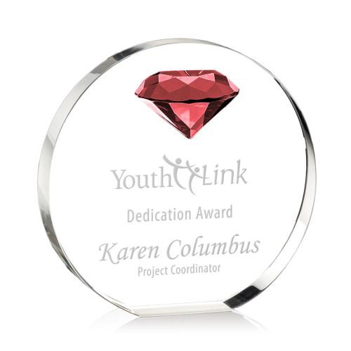 Awards and Trophies - Crystal Awards - Anastasia Gemstone Ruby Circle Crystal Award