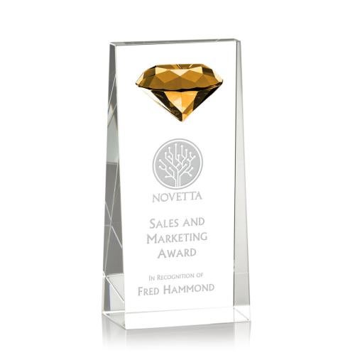 Awards and Trophies - Crystal Awards - Balmoral Gemstone Amber Towers Crystal Award