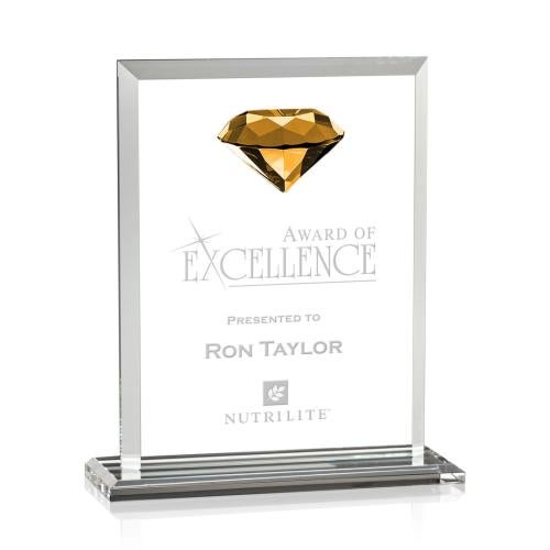 Awards and Trophies - Crystal Awards - Sanford Gemstone Amber Crystal Award