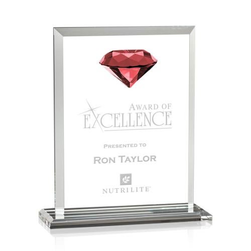 Awards and Trophies - Crystal Awards - Sanford Gemstone Ruby Crystal Award