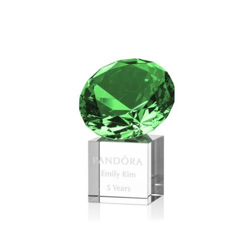Awards and Trophies - Crystal Awards - Gemstone Emerald on Cube Crystal Award