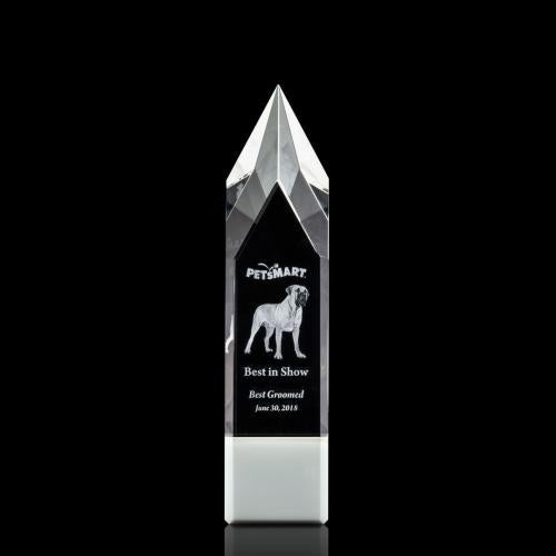 Awards and Trophies - Crystal Awards - Coventry 3D White Obelisk Crystal Award