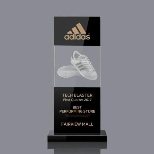 Awards and Trophies - Crystal Awards - Basilia 3D Black Rectangle Crystal Award