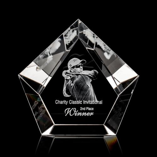 Awards and Trophies - Crystal Awards - Valecrest 3D Polygon Crystal Award