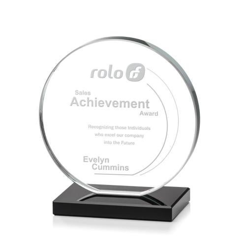 Awards and Trophies - Crystal Awards - Victoria Black Circle Crystal Award
