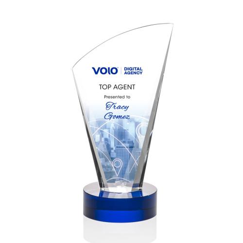 Awards and Trophies - Crystal Awards - Brampton Full Color Blue Peaks Crystal Award