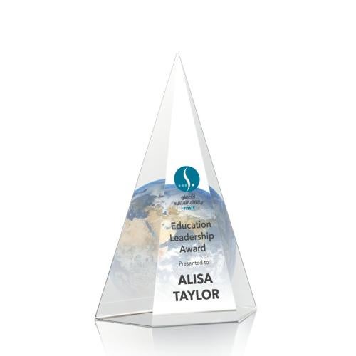 Awards and Trophies - Crystal Awards - Baum Peak Full Color Pyramid Crystal Award