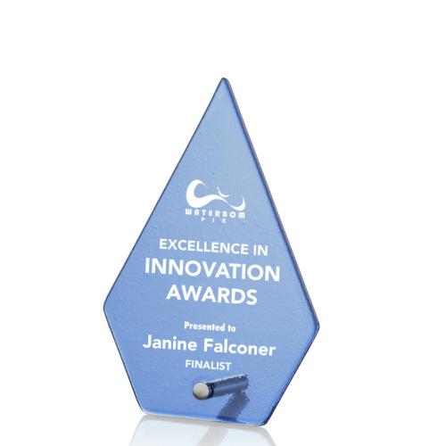 Awards and Trophies - Diamond Awards - Atchison Blue Silver Diamond Glass Award