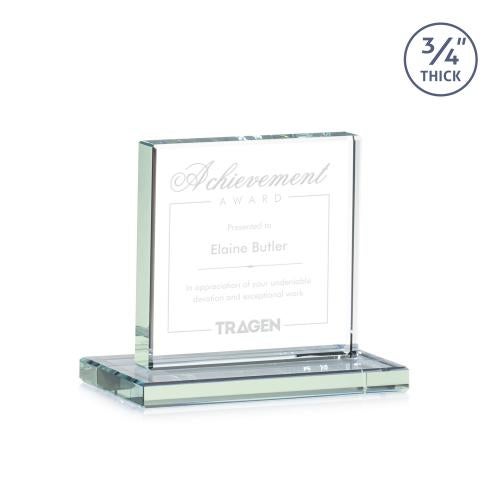 Awards and Trophies - Desktop Awards - Terra Jade Square / Cube Glass Award