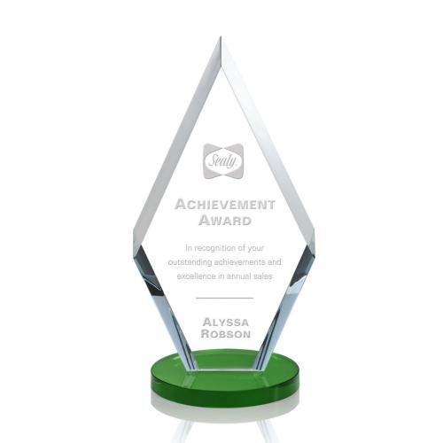 Awards and Trophies - Crystal Awards - Cancun Green Diamond Crystal Award