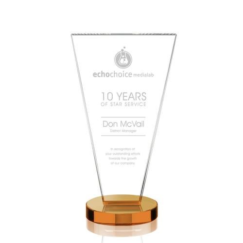 Awards and Trophies - Crystal Awards - Burney Amber Polygon Crystal Award
