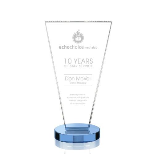 Awards and Trophies - Crystal Awards - Burney Sky Blue Polygon Crystal Award