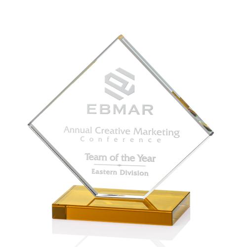 Awards and Trophies - Crystal Awards - Wellington Amber Diamond Crystal Award