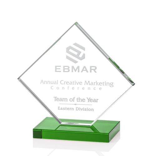 Awards and Trophies - Crystal Awards - Wellington Green Diamond Crystal Award