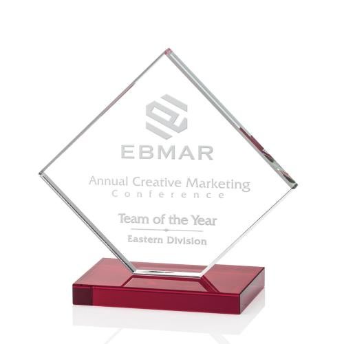Awards and Trophies - Crystal Awards - Wellington Red  Diamond Crystal Award