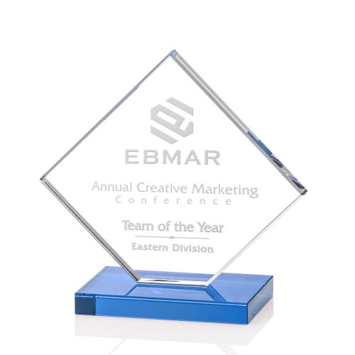 Awards and Trophies - Crystal Awards - Wellington Sky Blue  Diamond Crystal Award