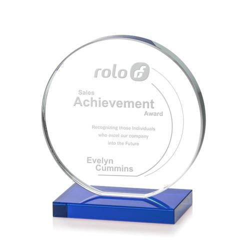 Awards and Trophies - Crystal Awards - Victoria Blue Circle Crystal Award