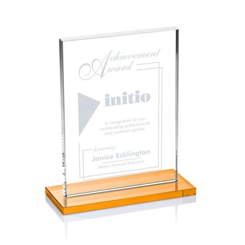 Awards and Trophies - Crystal Awards - Emperor Amber Rectangle Crystal Award