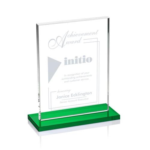 Awards and Trophies - Crystal Awards - Emperor Green Rectangle Crystal Award