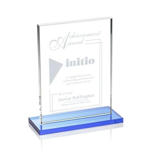 Awards and Trophies - Crystal Awards - Emperor Sky Blue  Rectangle Crystal Award