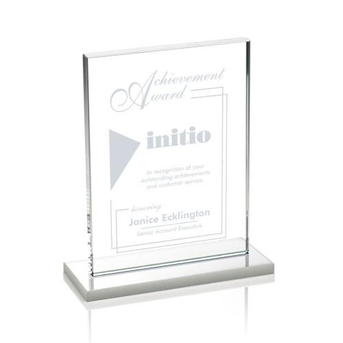 Awards and Trophies - Crystal Awards - Emperor White  Rectangle Crystal Award