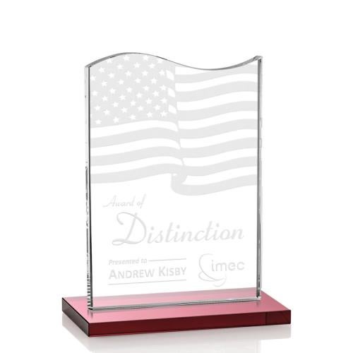 Awards and Trophies - Crystal Awards - Unity Red Unique Crystal Award
