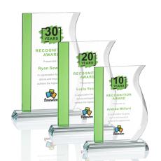 Employee Gifts - Burbank Full Color Green Unique Crystal Award