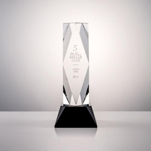 Awards and Trophies - Crystal Awards - President Black on Base Towers Crystal Award