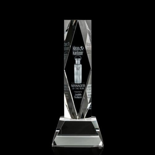 Awards and Trophies - Crystal Awards - President 3D Clear on Base Towers Crystal Award