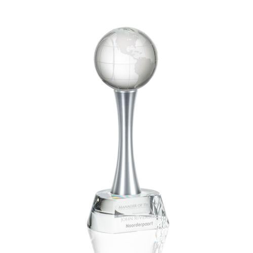 Awards and Trophies - Crystal Awards - Willshire Clear Globe Crystal Award