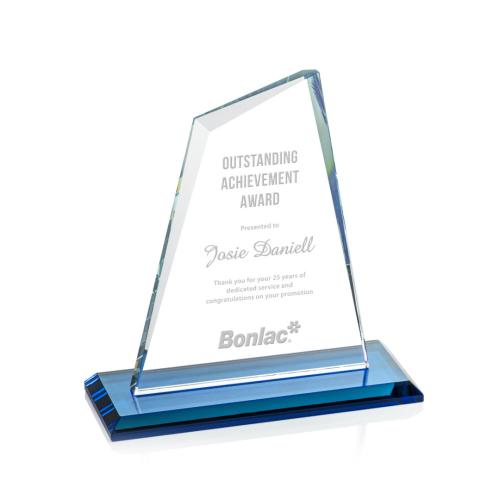 Awards and Trophies - Crystal Awards - Summit Sky Blue  Peaks Crystal Award