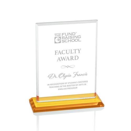 Awards and Trophies - Crystal Awards - Vitalia Amber Rectangle Crystal Award
